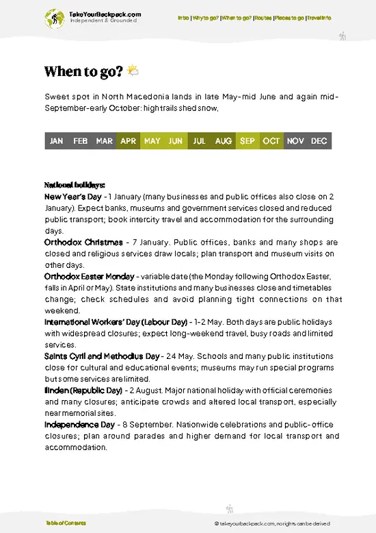example page 3 from our offline Travel Guide for North Macedonia